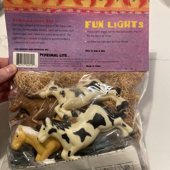 Primal Lite Fun Lights 12 Foot String Light Set Of 10 Lights W/Horses 1999 New - Picture 5 of 9